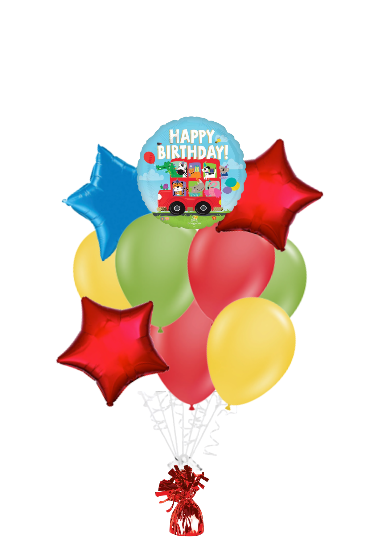 Animal Party Bus Happy Birthday Balloon Bouquet