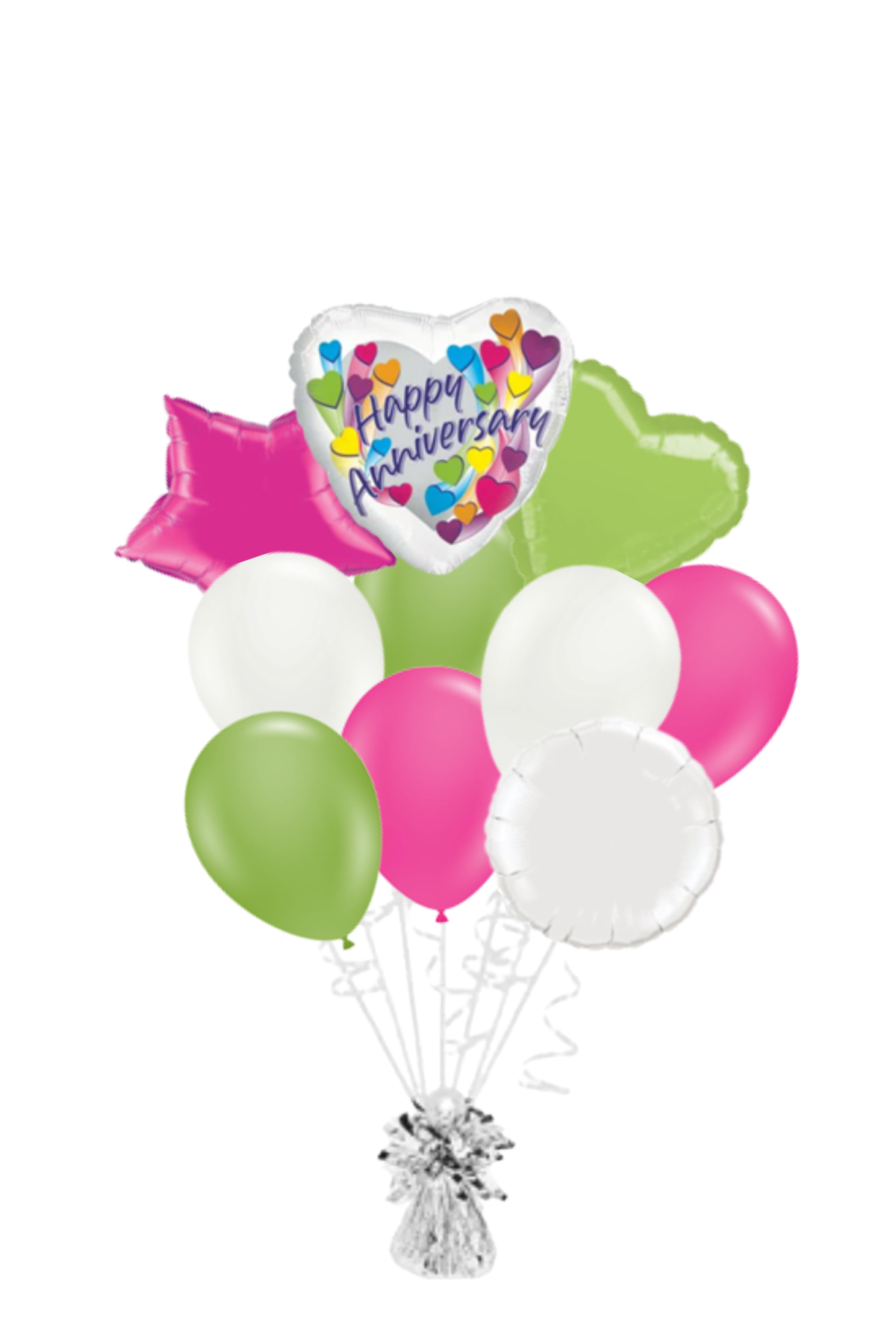 Colorful Heart Happy Anniversary Balloon Bouquet