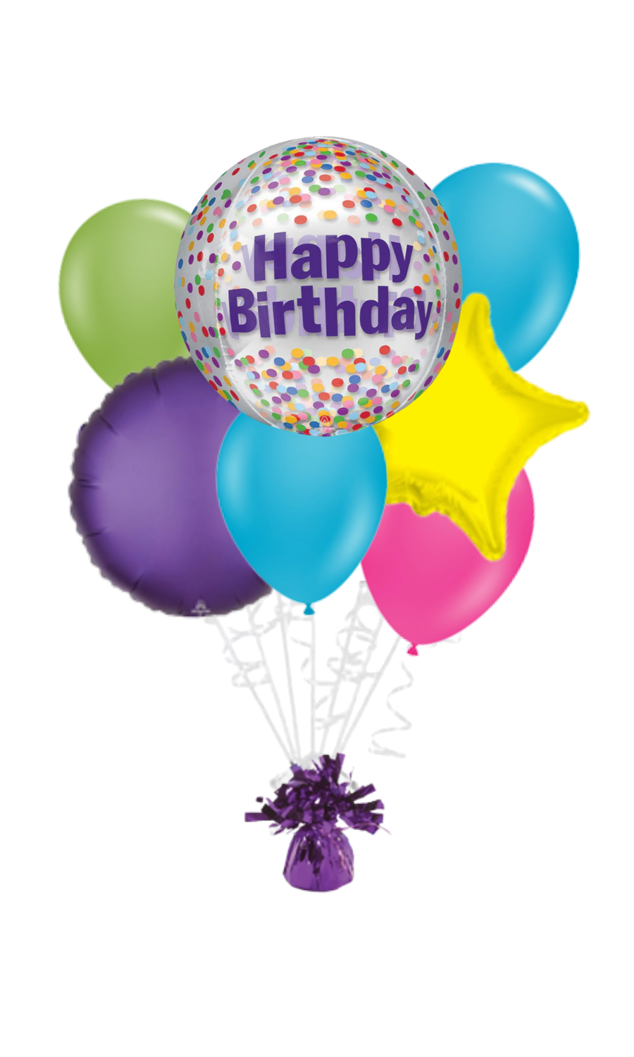 Funfetti Orbz Happy Birthday Balloon Bouquet