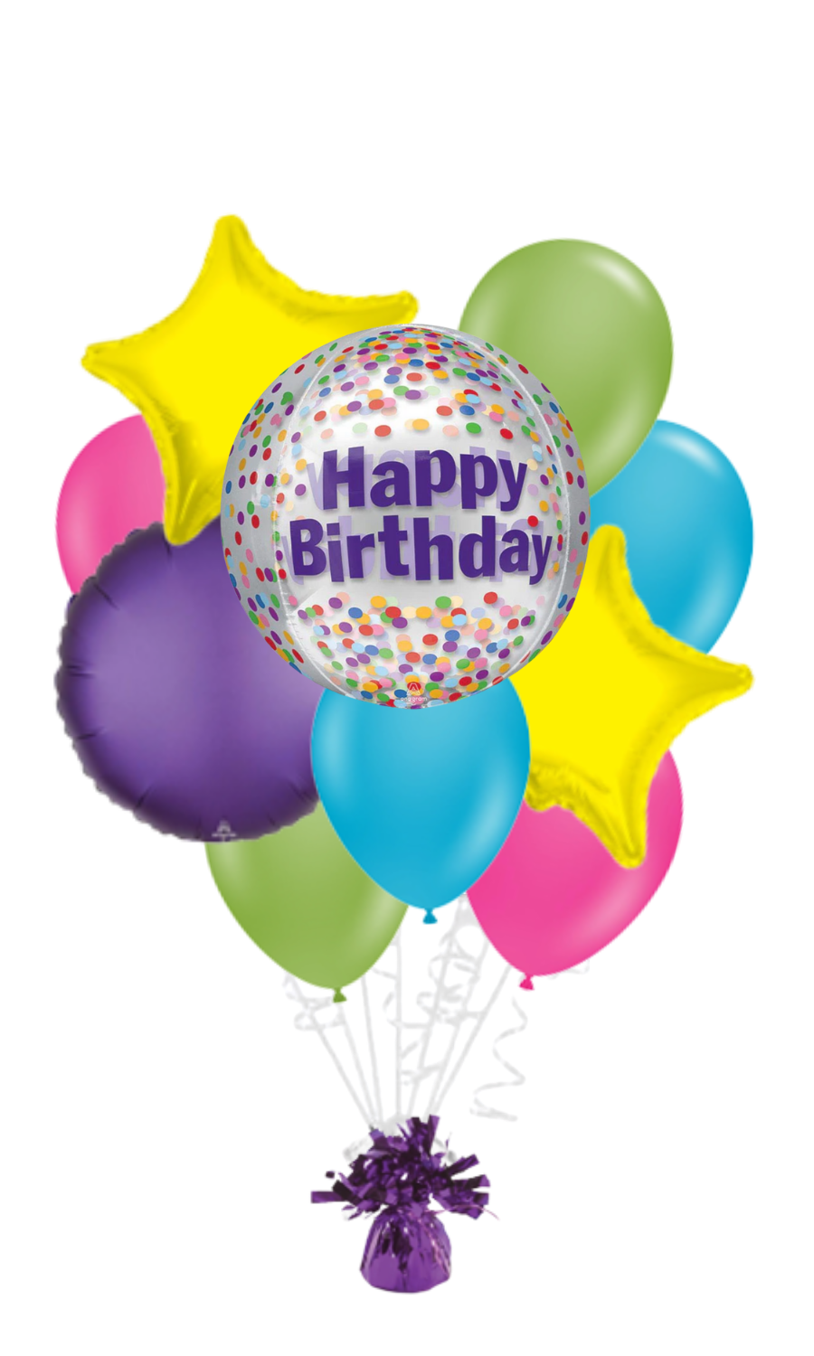 Funfetti Orbz Happy Birthday Balloon Bouquet