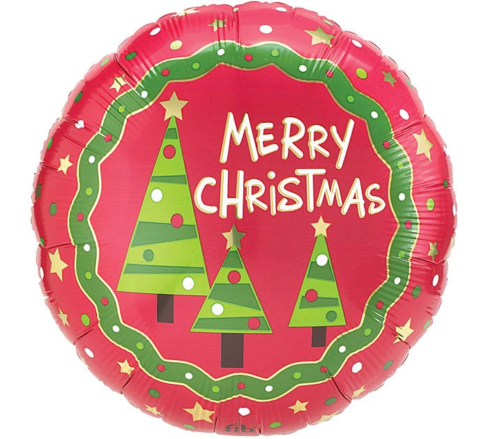 Merry Christmas Tree Round Foil Balloon