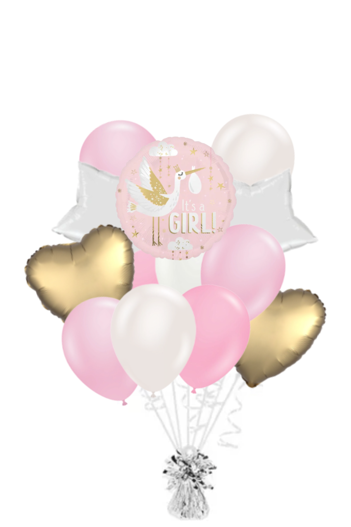 Satin Baby Delivery - It's a Girl Balloon Bouquet
