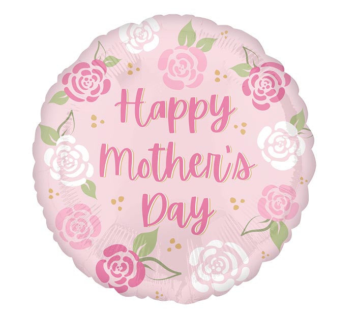 Happy Mother's Day Pink Flowers Foil Balloon