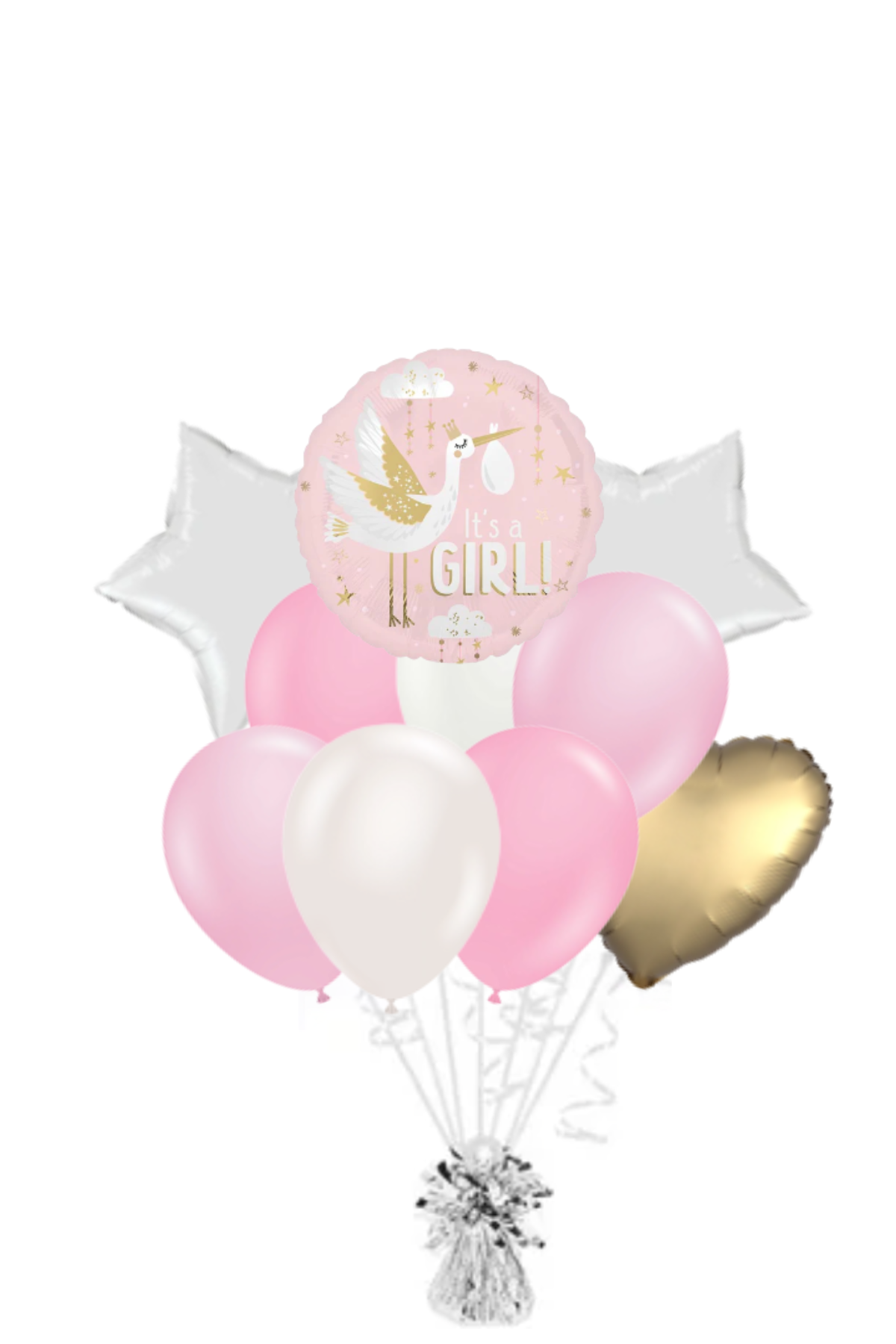 Satin Baby Delivery - It's a Girl Balloon Bouquet