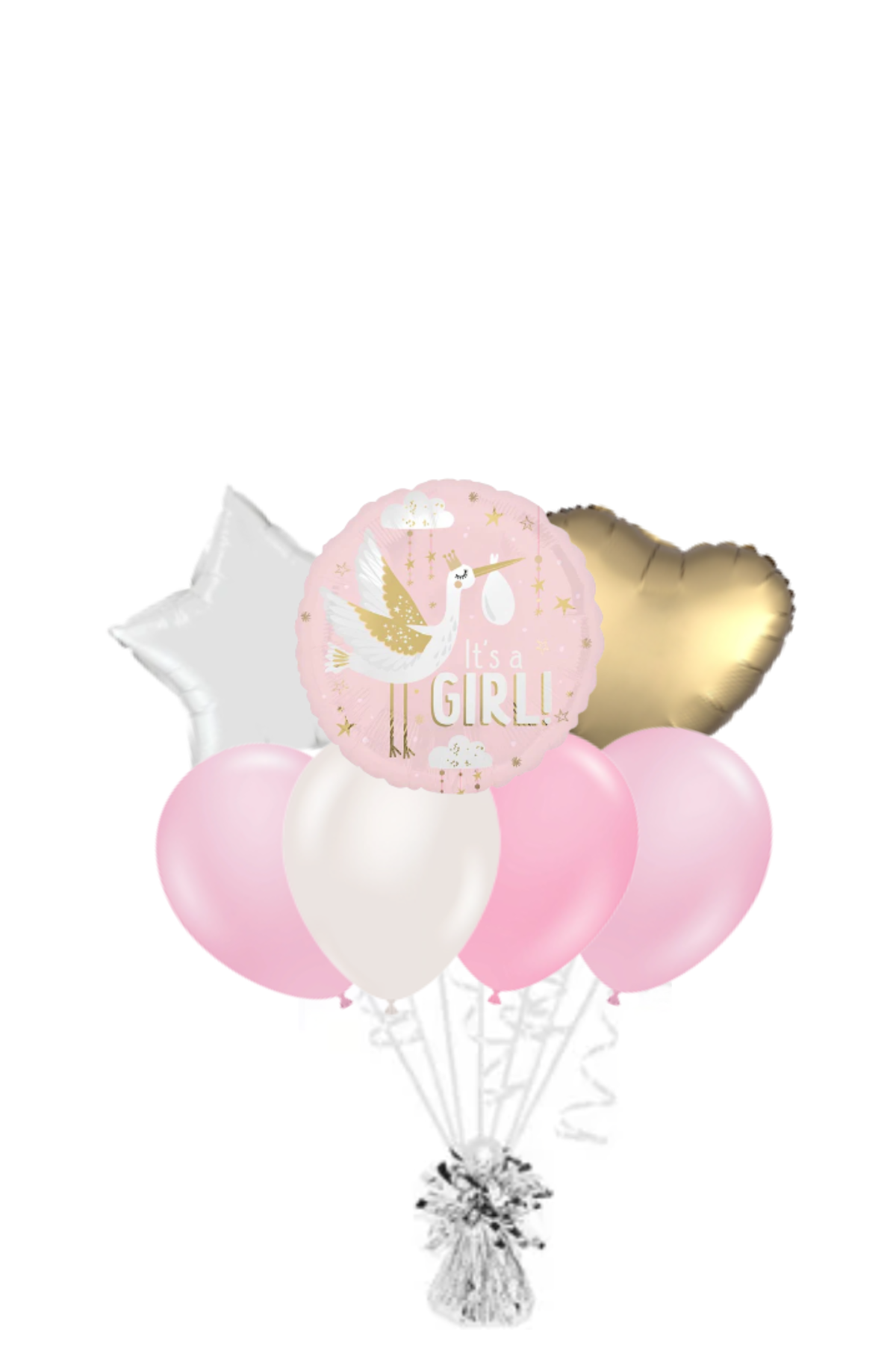 Satin Baby Delivery - It's a Girl Balloon Bouquet