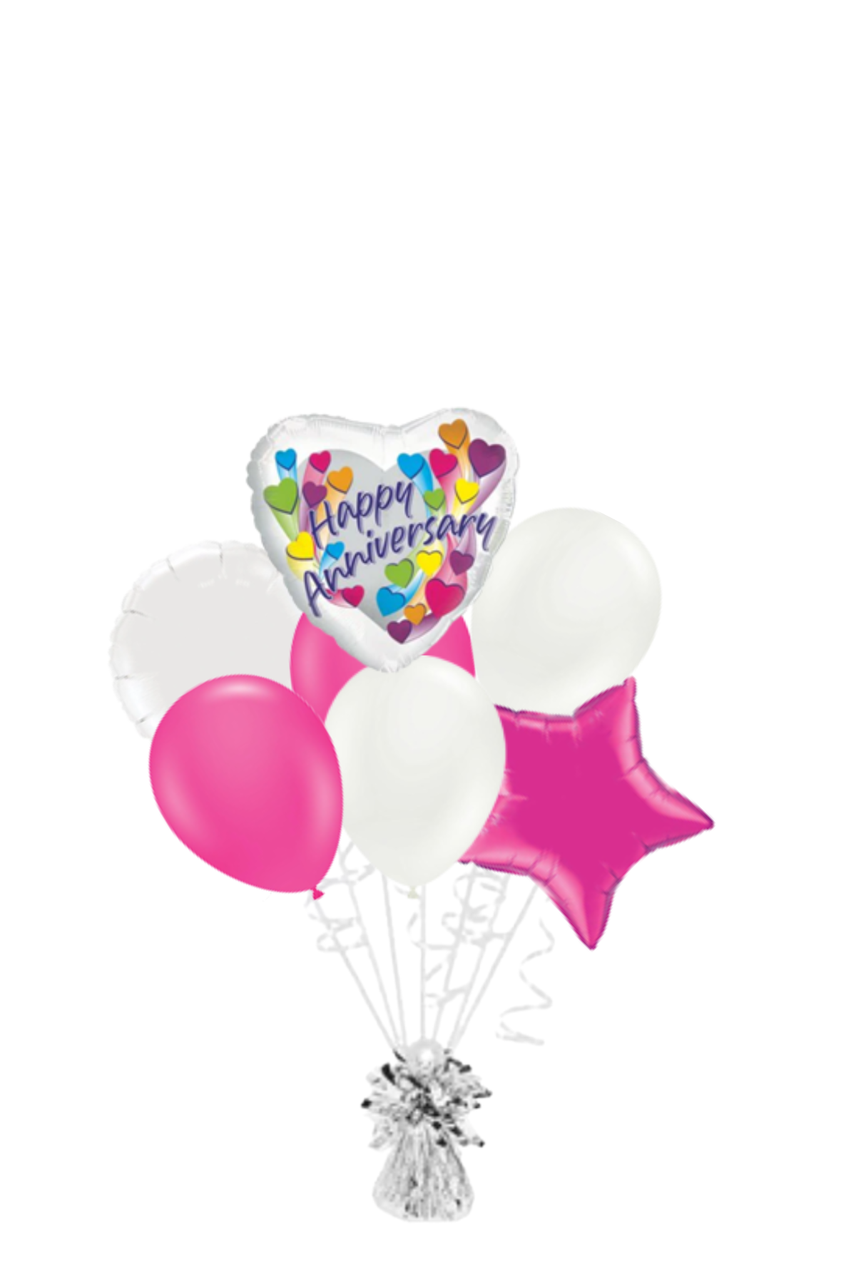 Colorful Heart Happy Anniversary Balloon Bouquet