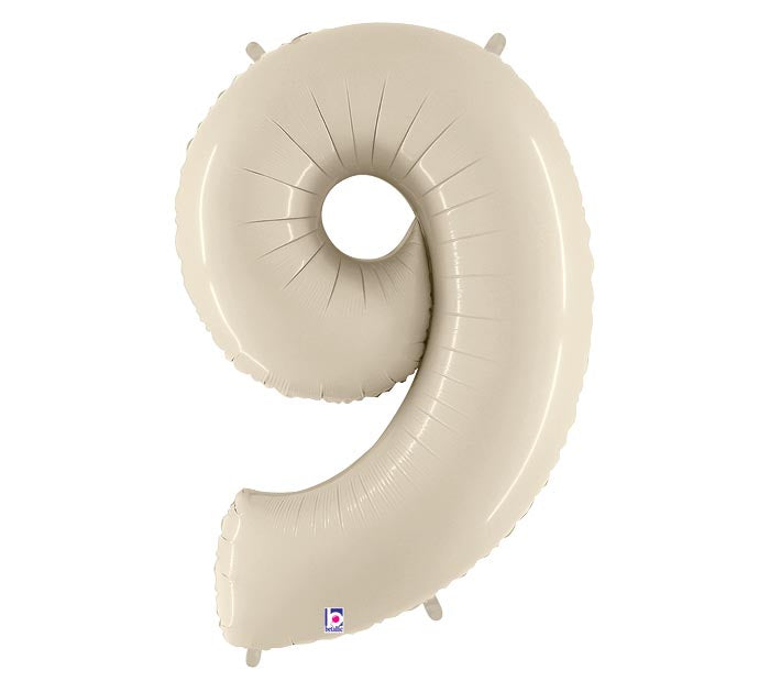 34'' Large Number Balloon - White Sand