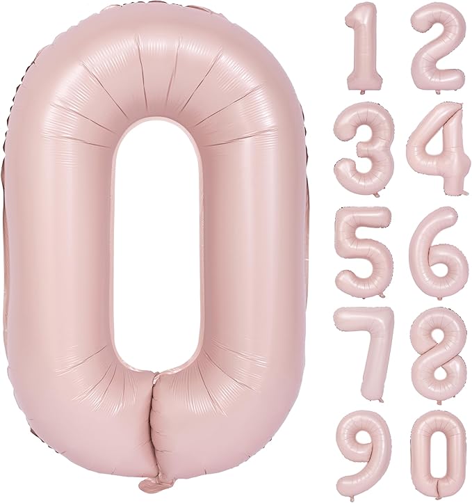 34'' Large Number Balloon - Matte Pastel Pink