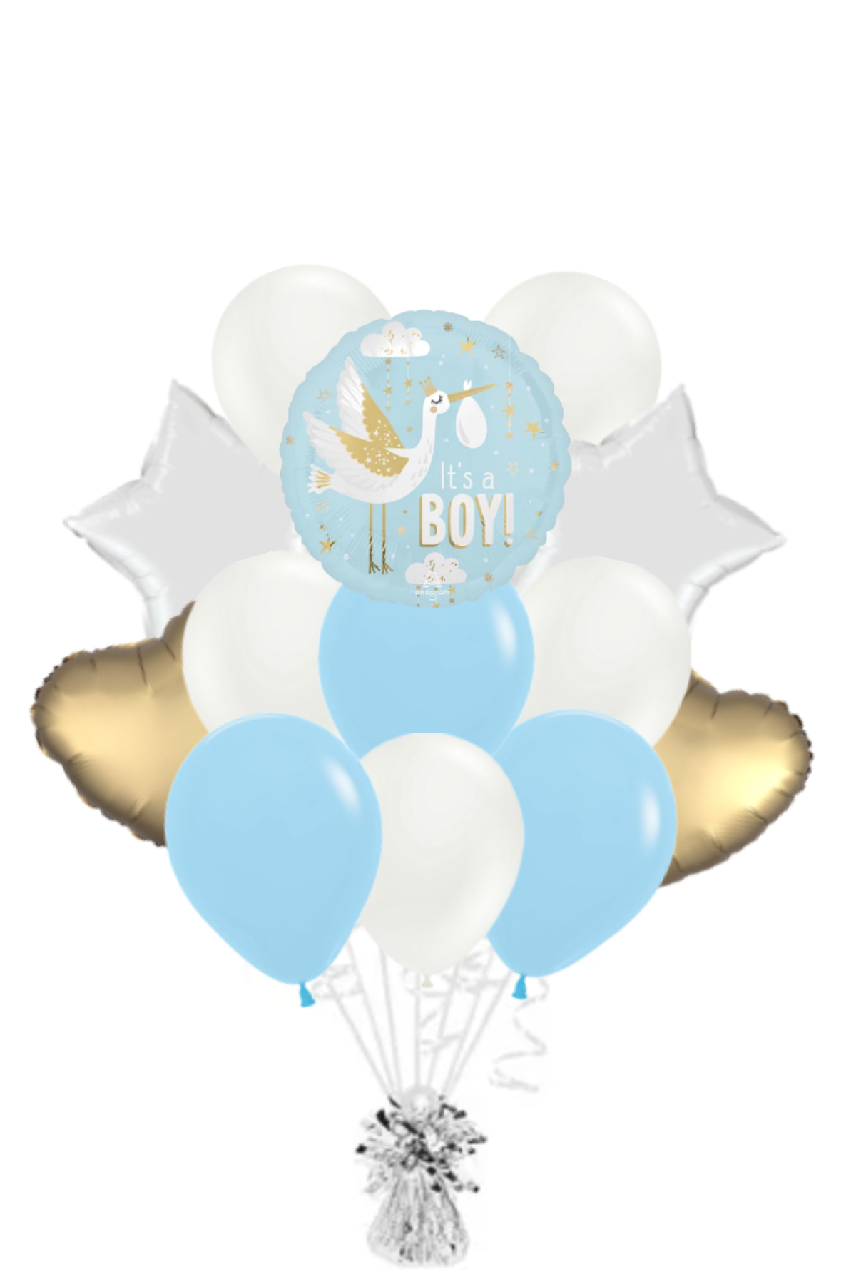 Satin Baby Delivery - It's a Boy Balloon Bouquet