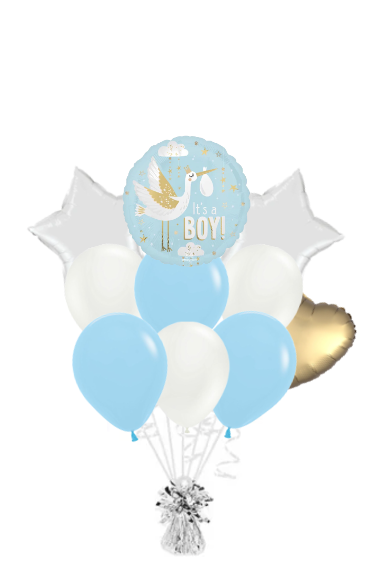 Satin Baby Delivery - It's a Boy Balloon Bouquet