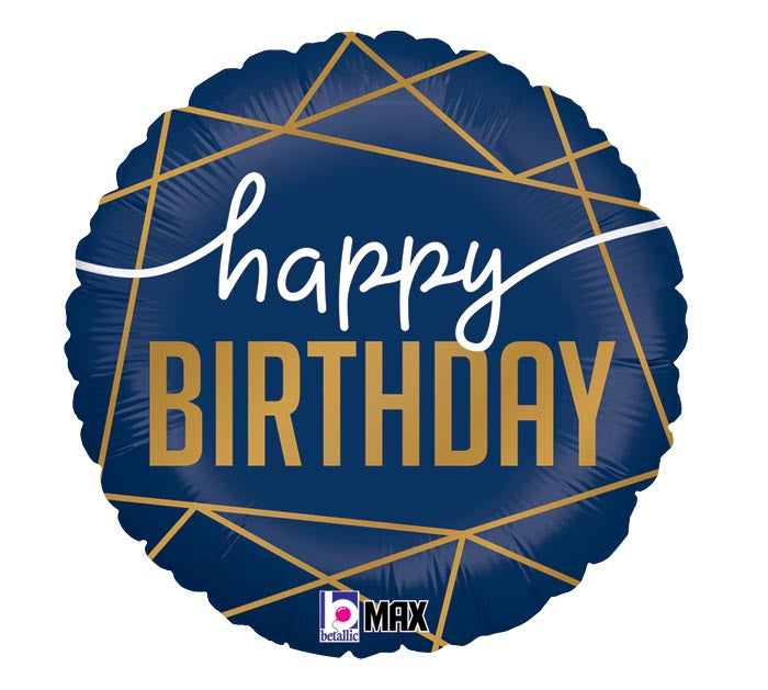 Navy Happy Birthday Foil Balloon