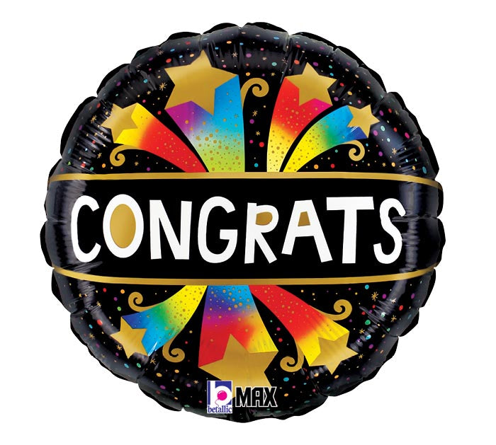 Congrats Bursting Stars Mylar Balloon