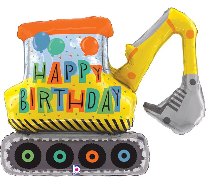 Birthday Construction Excavator Foil Balloon