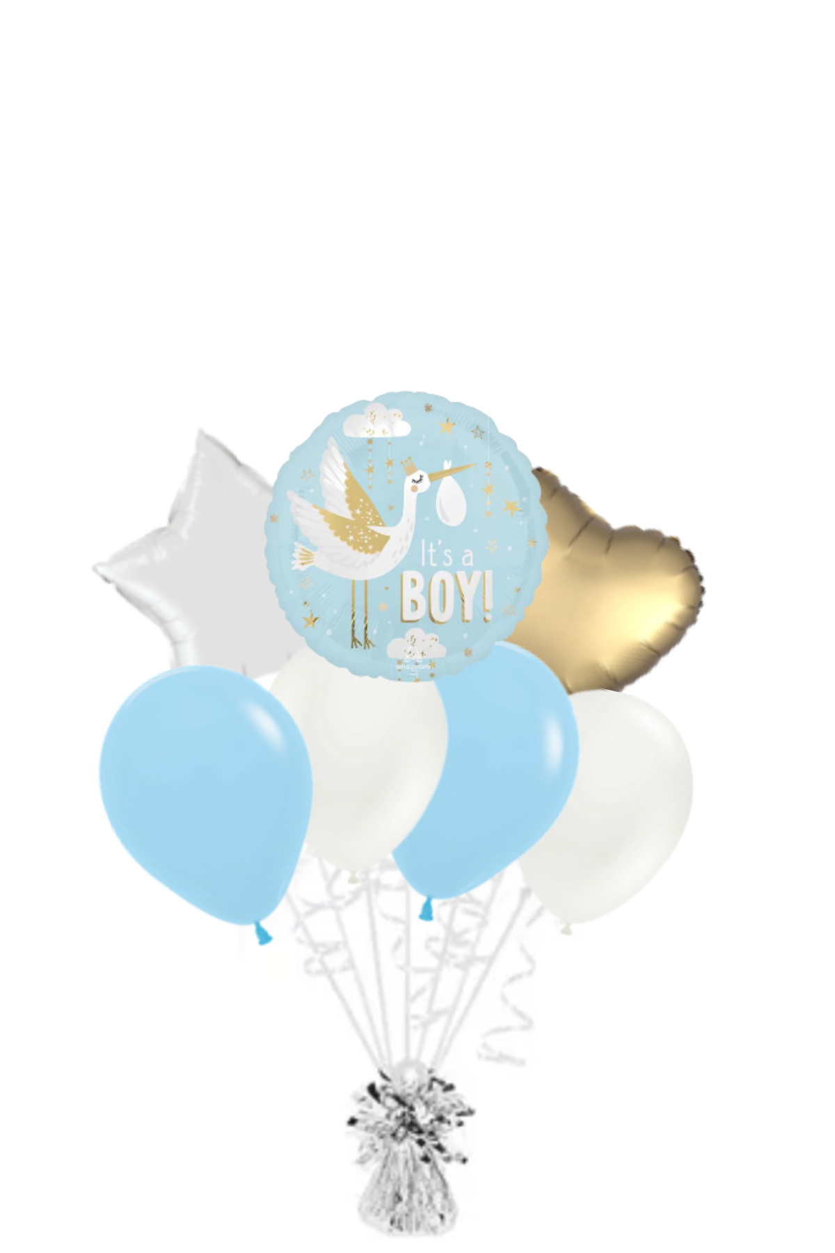 Satin Baby Delivery - It's a Boy Balloon Bouquet