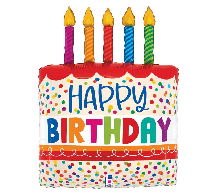 Happy Birthday Cake Bright Candles Balloon