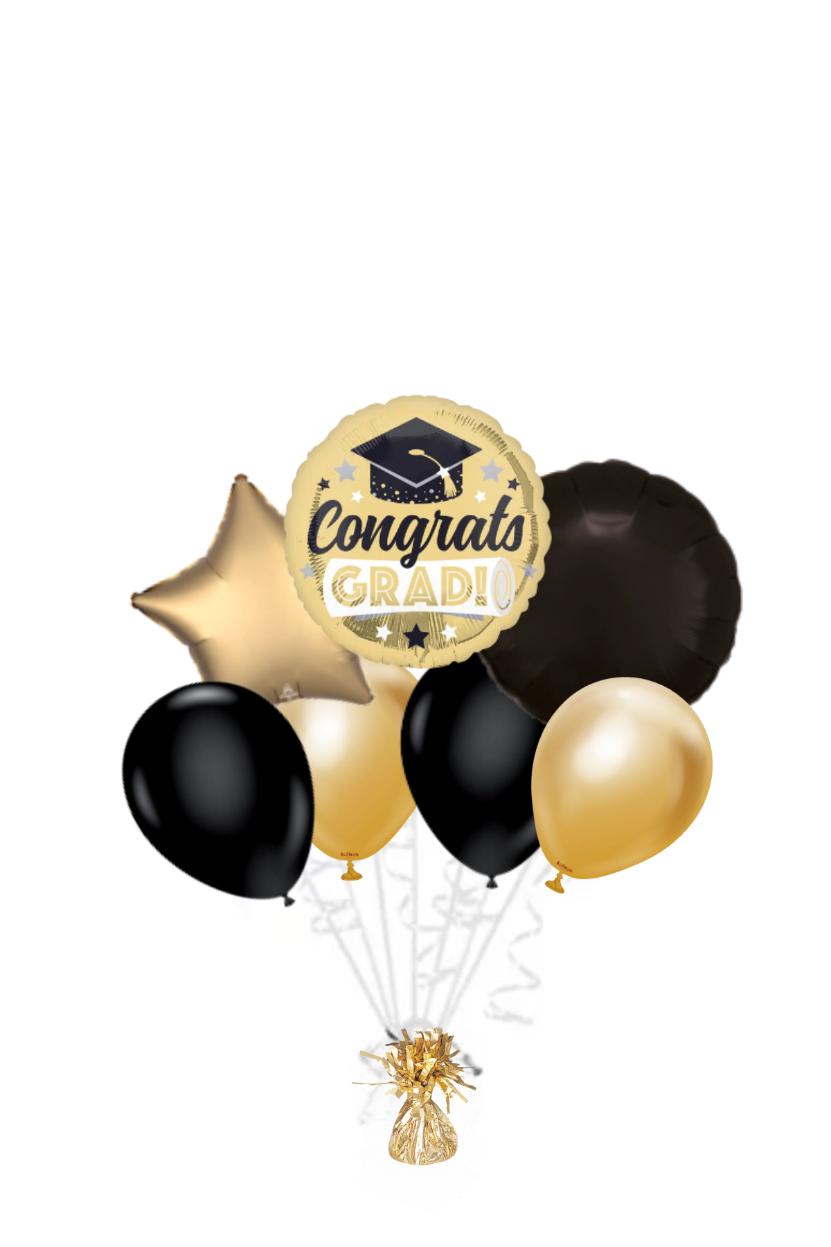 Congrats Grad Shiny Gold Balloon Bouquet