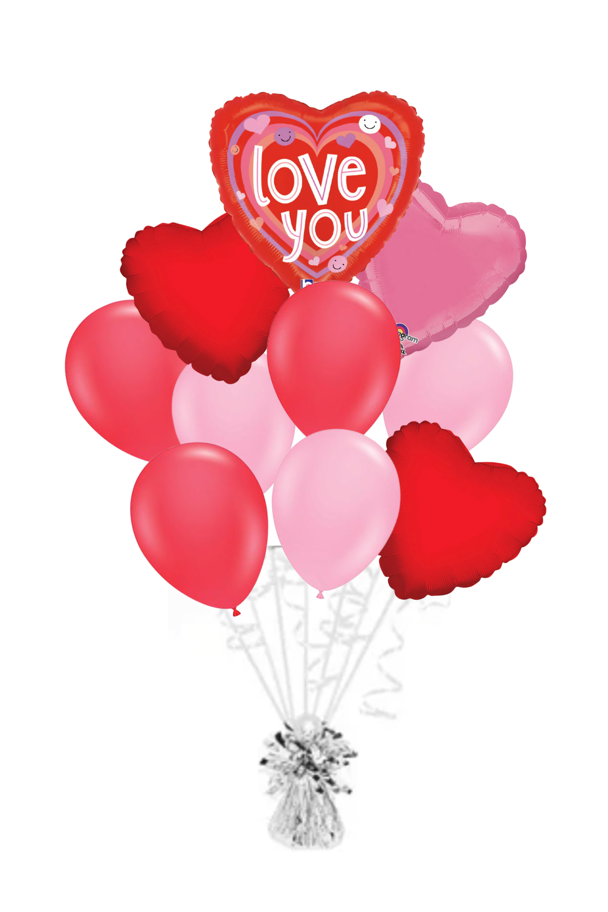 Smiley Love Hearts - Valentine's Day Balloon Bouquet