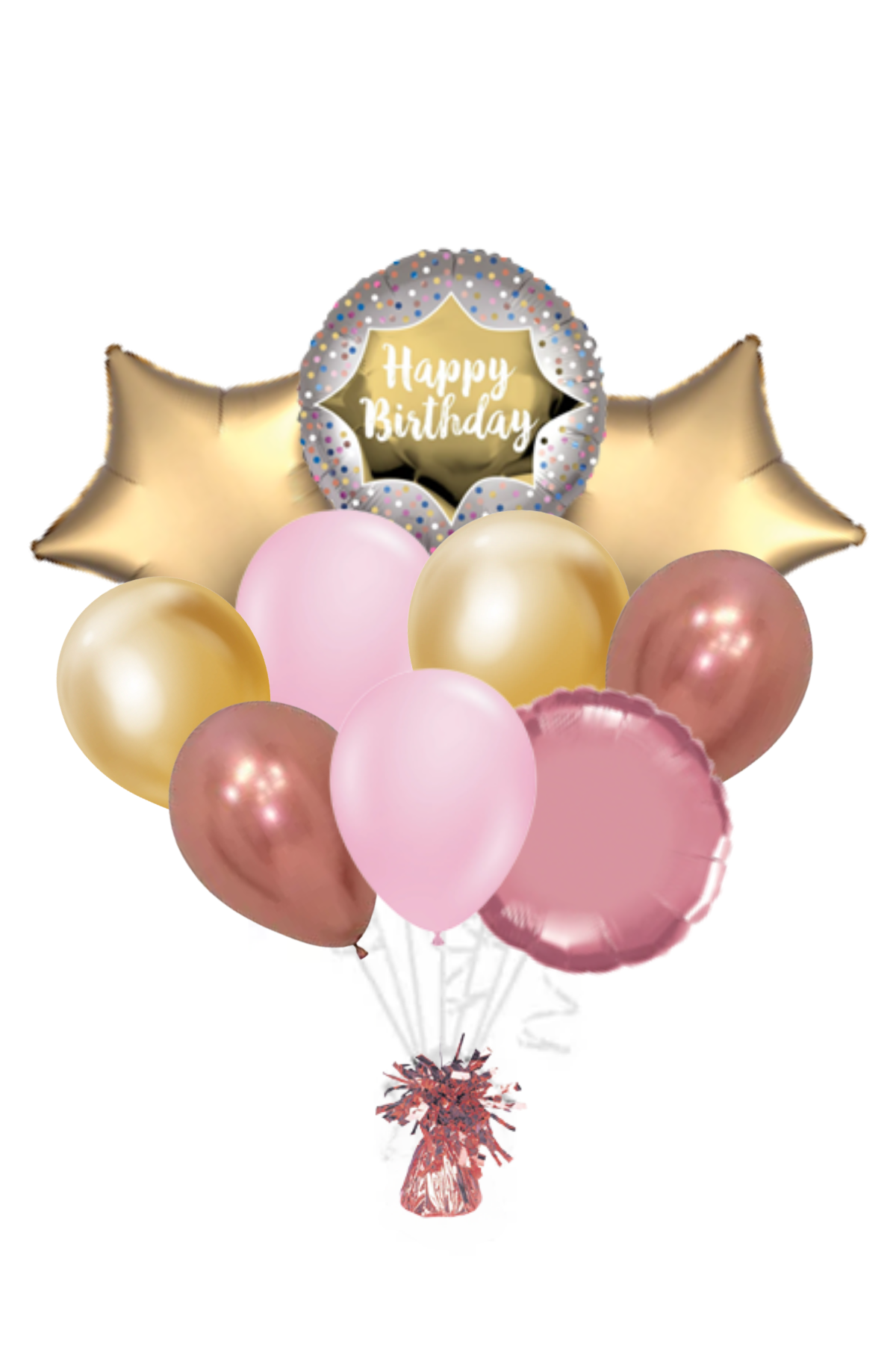 Gold Burst Happy Birthday Balloon Bouquet