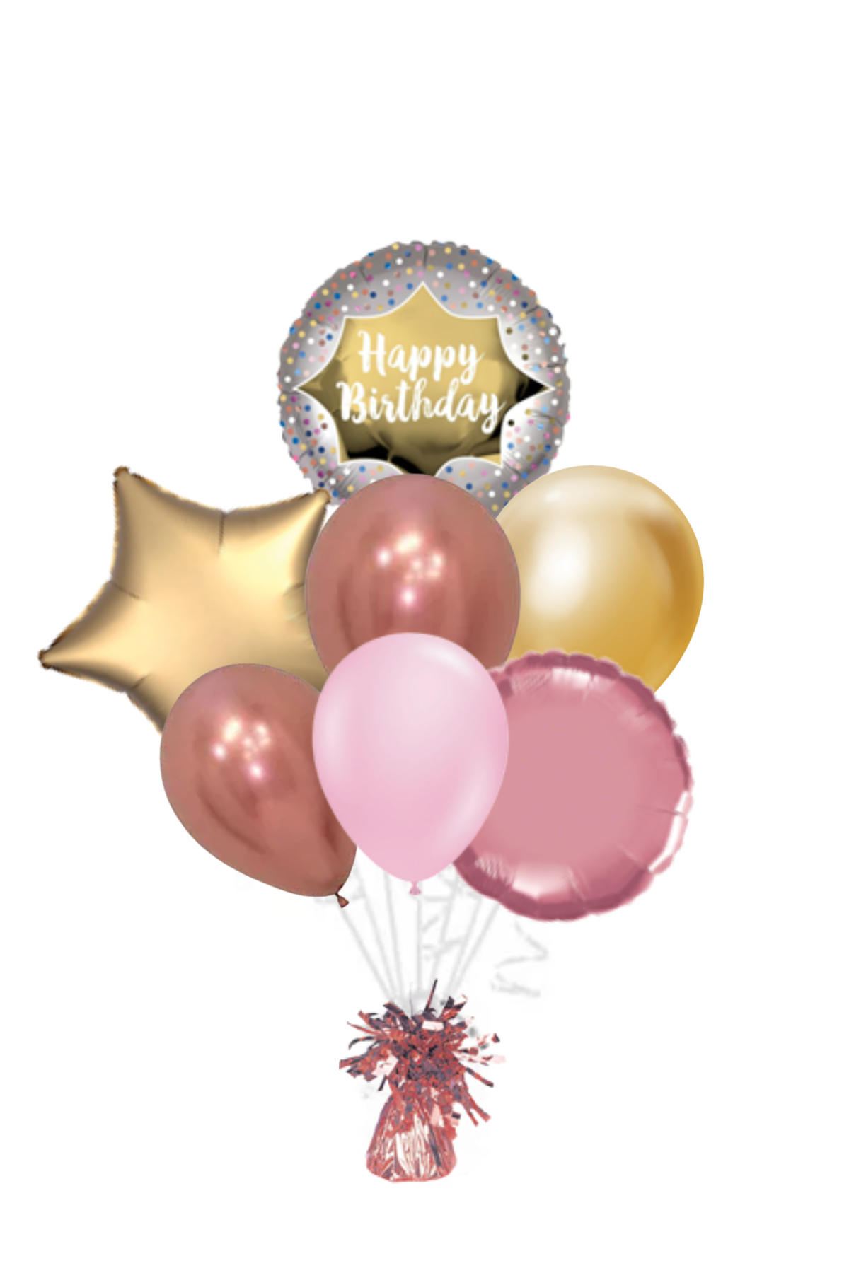 Gold Burst Happy Birthday Balloon Bouquet