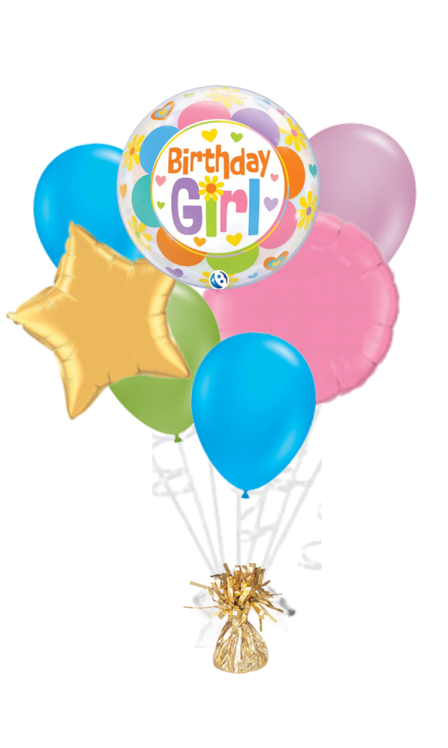 Birthday Girl Bubble Happy Birthday Balloon Bouquet