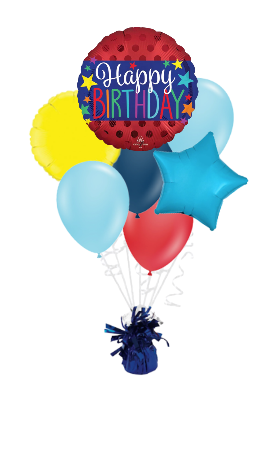 Satin Banner On Red Happy Birthday Balloon Bouquet