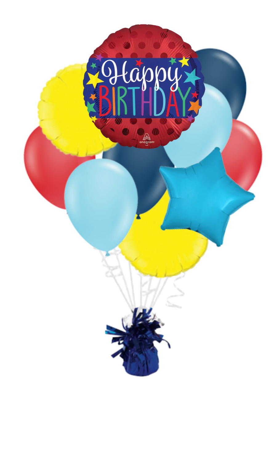 Satin Banner On Red Happy Birthday Balloon Bouquet