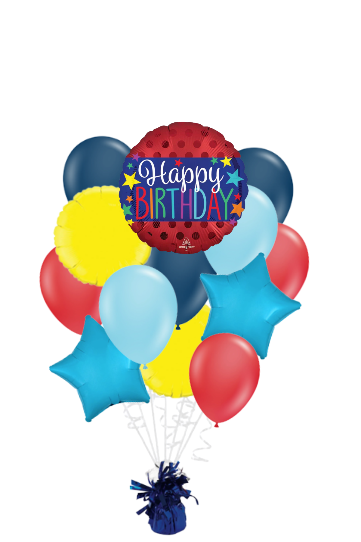 Satin Banner On Red Happy Birthday Balloon Bouquet