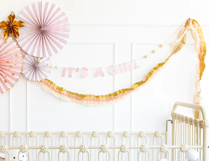 BABY PINK/CREAM/GOLD CREPE FESTOON