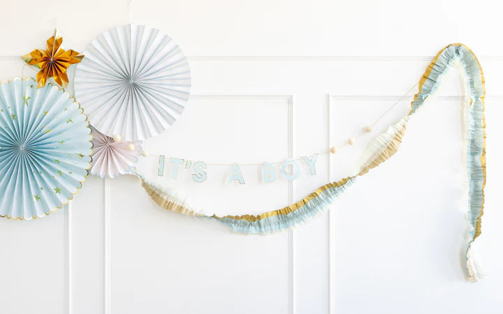 BABY BLUE/CREAM/GOLD CREPE FESTOON