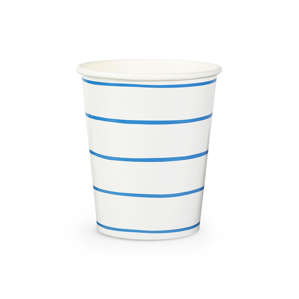 Cobalt Frenchie Striped Cups