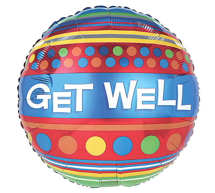 Get Well Stripes Foil Balloon