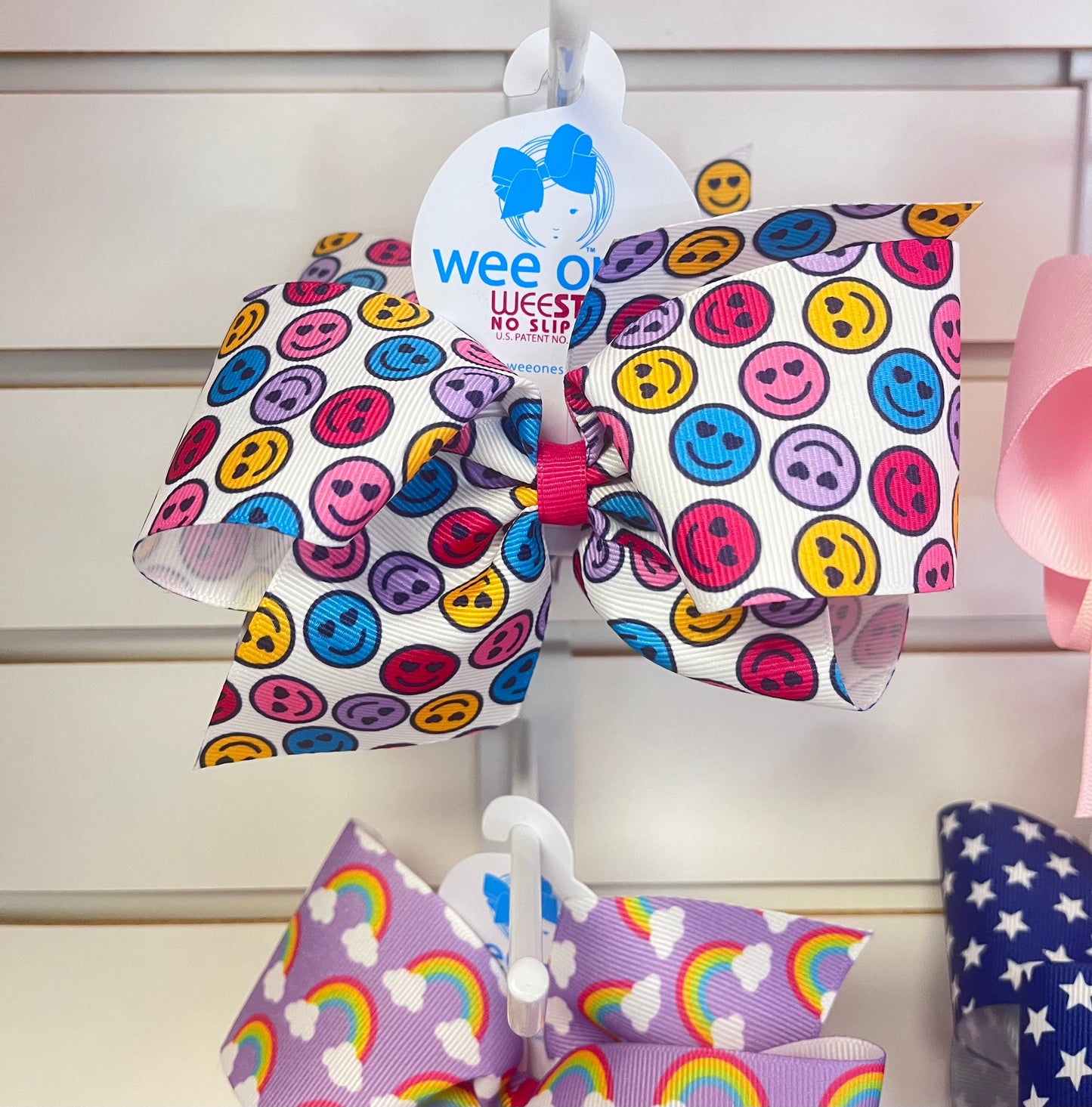 Trendy Smiley Face Printed Grosgrain Hair Bow