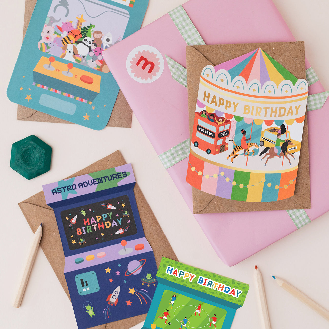 Fairground Carousel Shaped Birthday Card