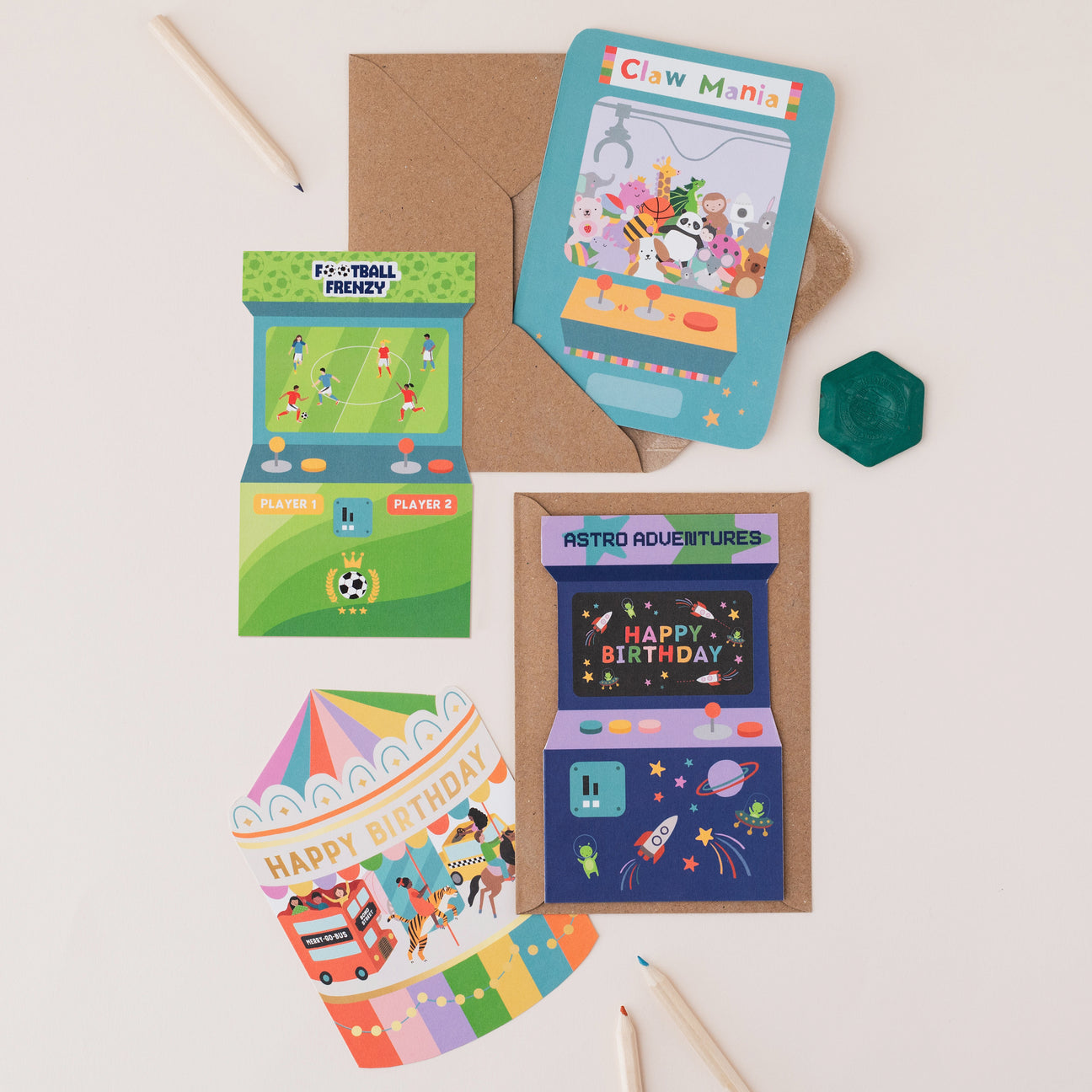 Fairground Carousel Shaped Birthday Card