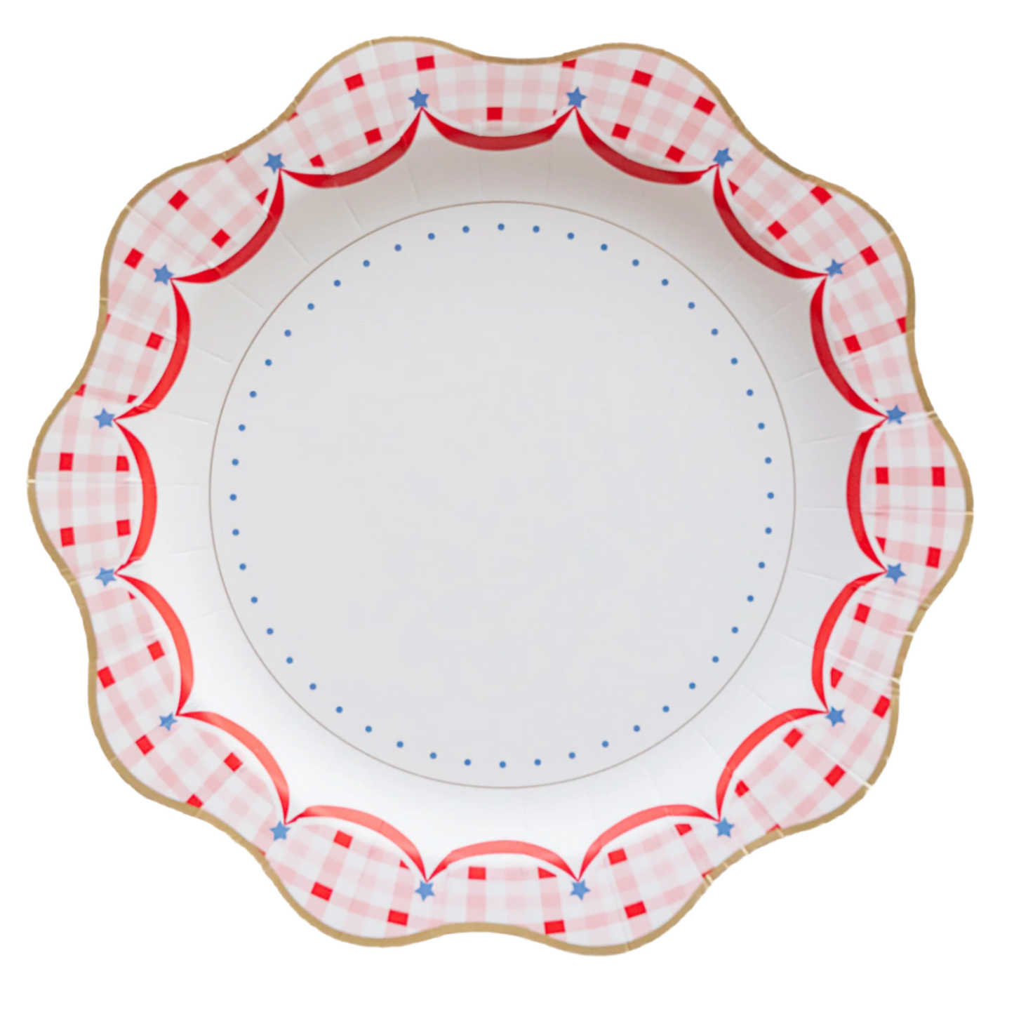 Red Gingham 4th of July Dinner Plates