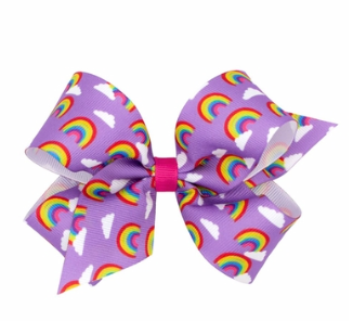 Rainbow Print Lavender Purple Bow