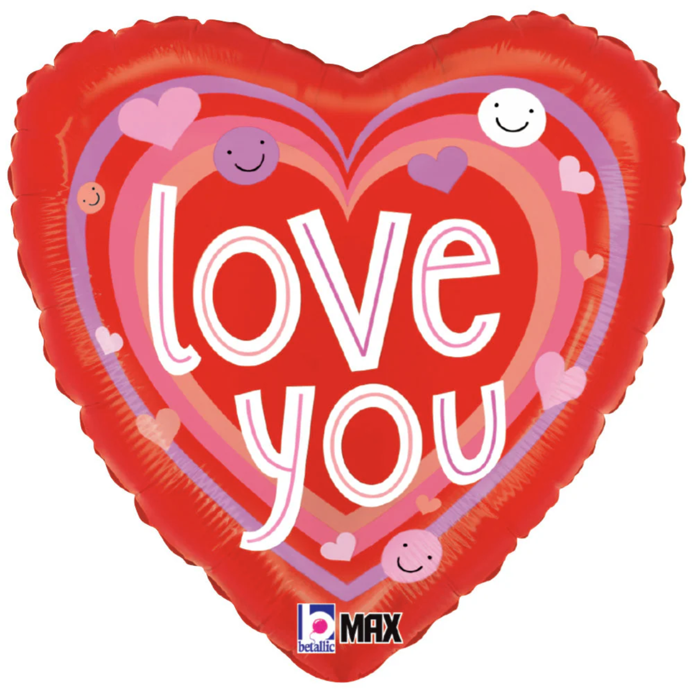 Smiley Love Hearts Valentine's Day Foil Balloon