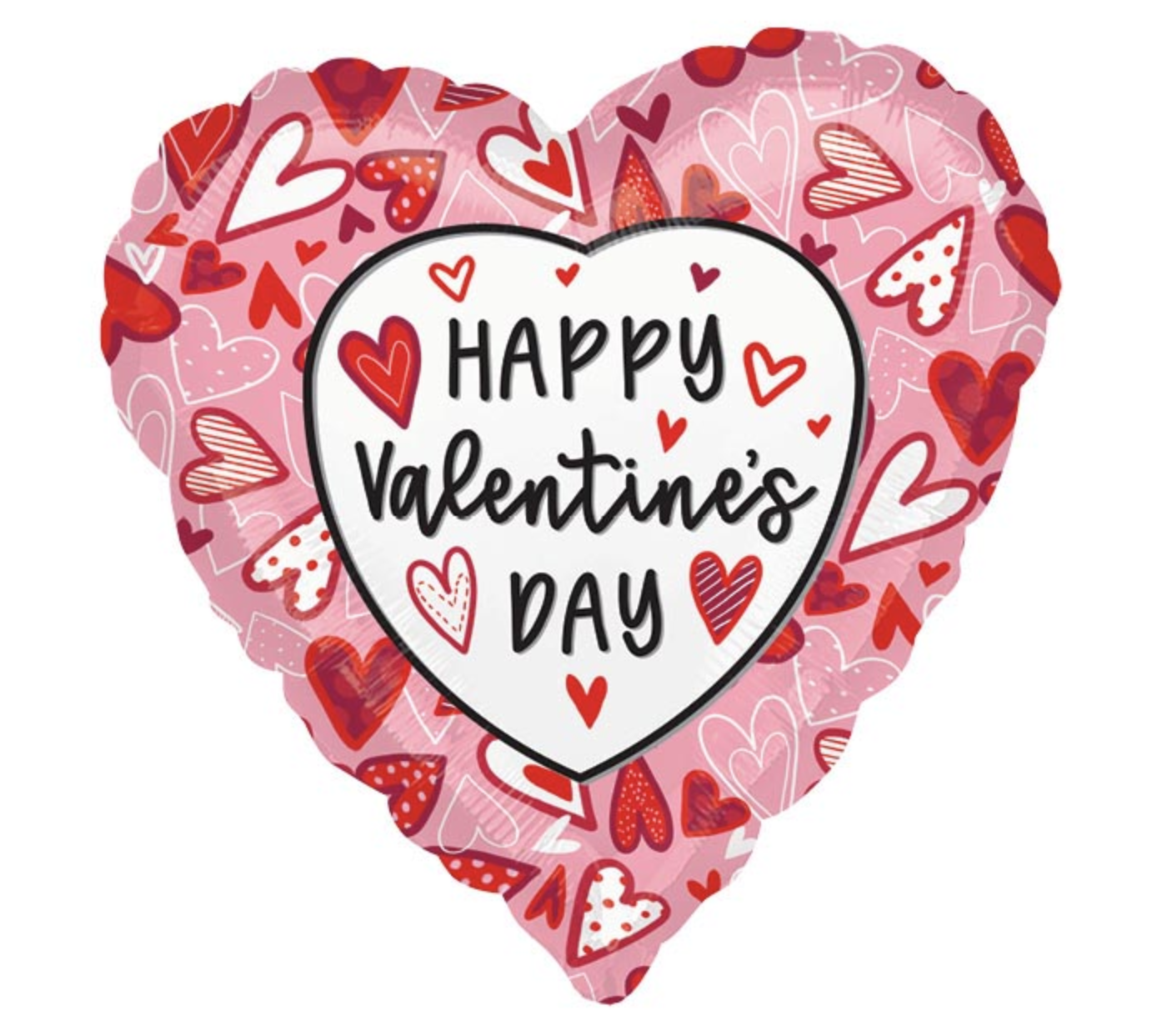 Pink Heart Happy Valentine's Day Message Foil Balloon