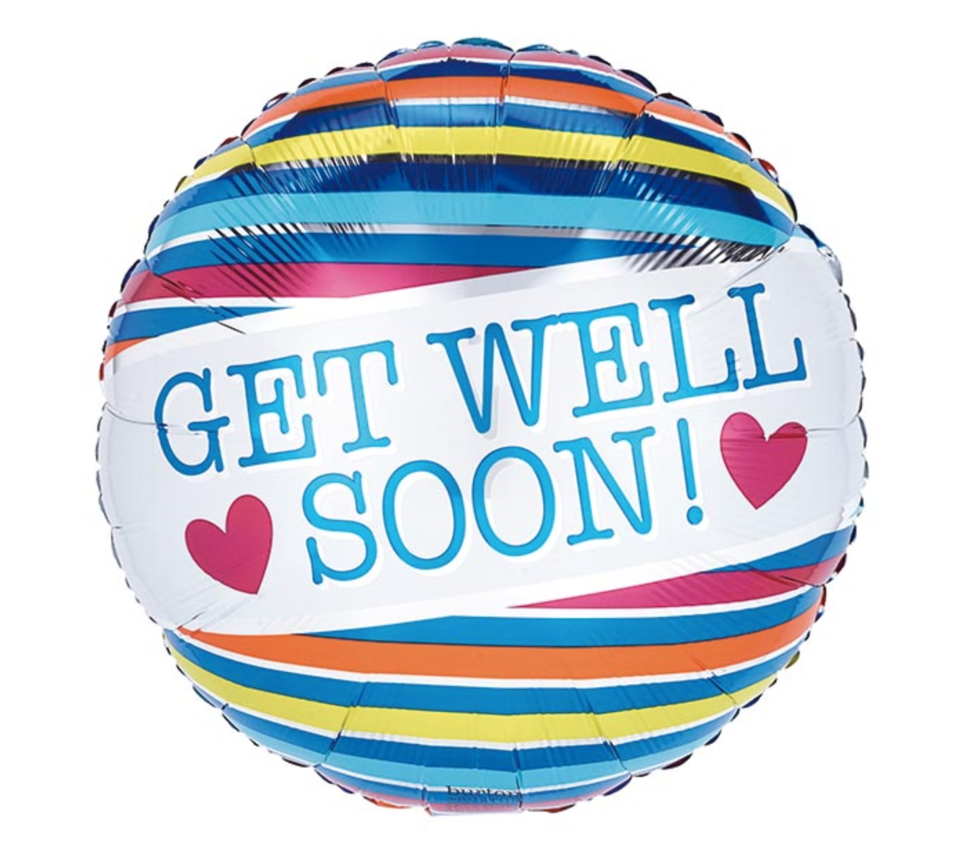Get Well Soon Striped Heart Foil Balloon