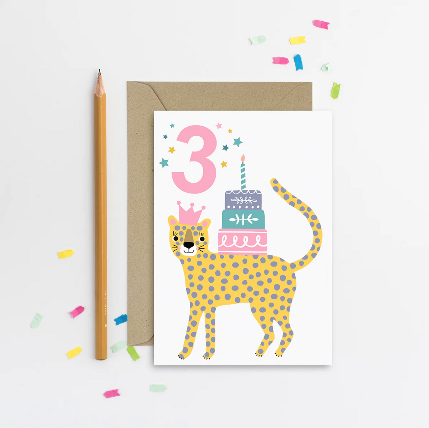 Leopard Age 3 Children's Card