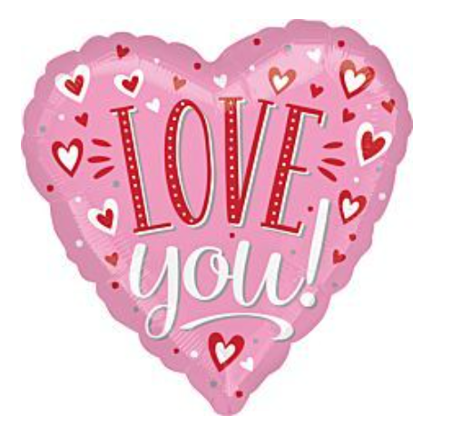 Love You! White Dots Heart Valentine's Day Foil Balloon