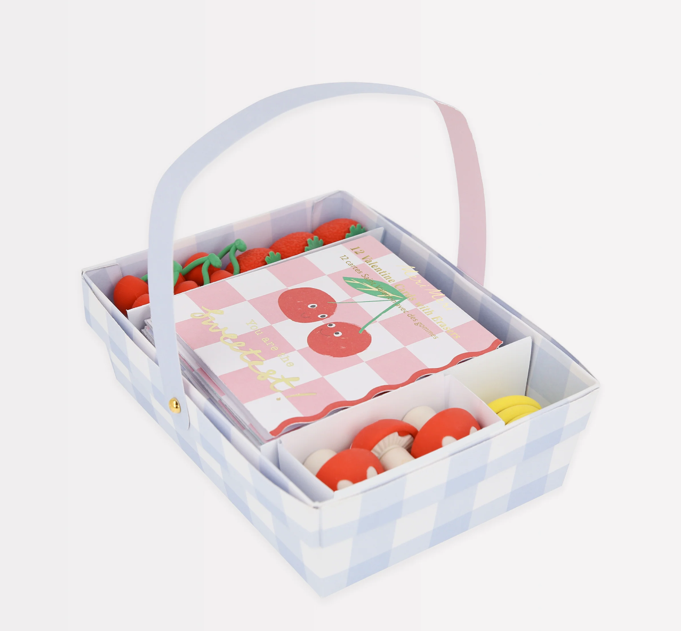 Fruit Basket Kids Valentine's Cards & Erasers Set