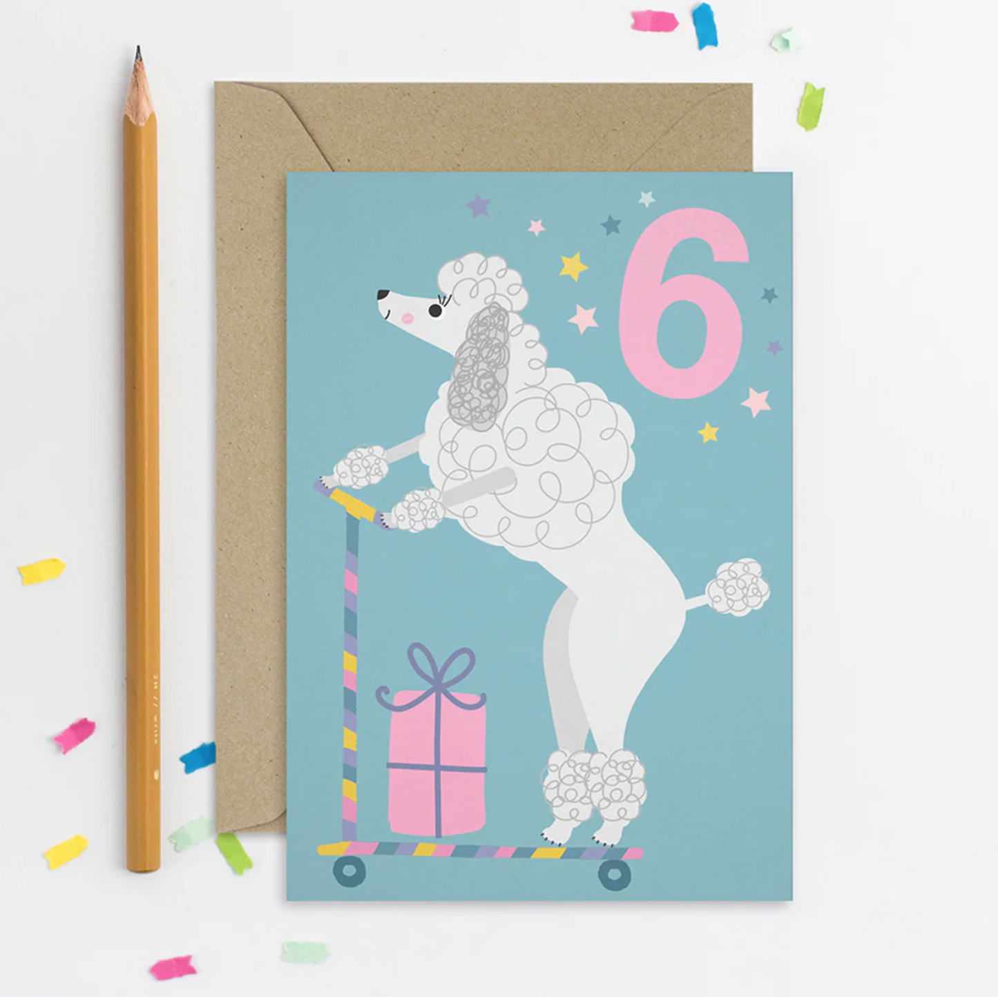 Poodle Age 6 Card