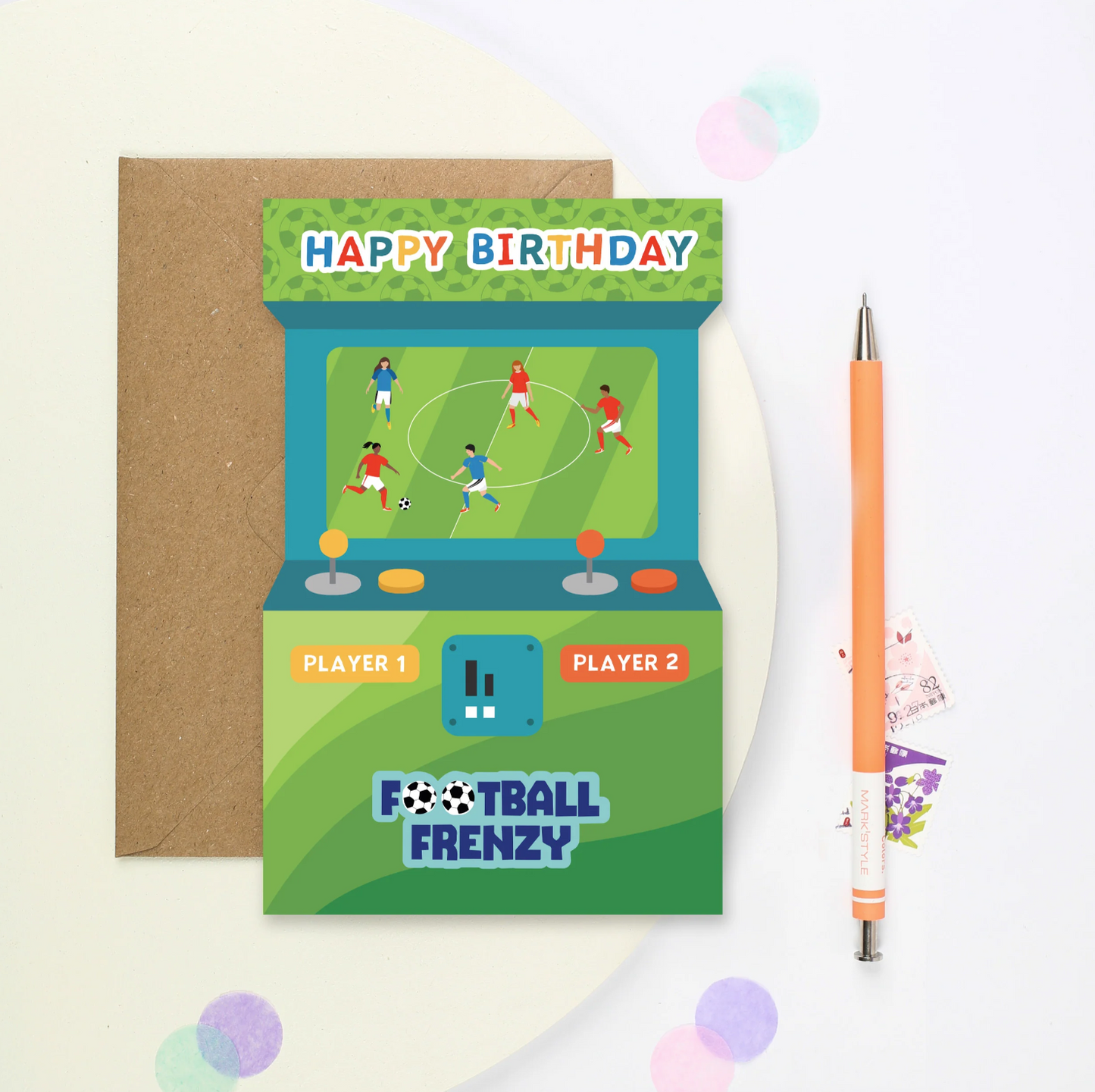 Football Frenzy Arcade Shaped Birthday Card