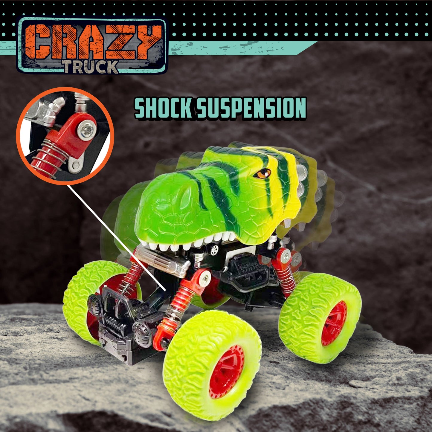 Crazy Truck - Pull Back Dinosaur Truck - Jurassic Green
