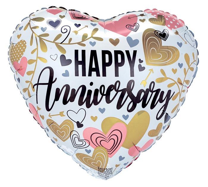 Anniversary Metallics On Heart Balloon