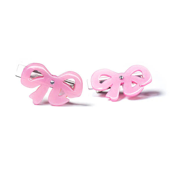 Bows Satin Pink Hair Clips