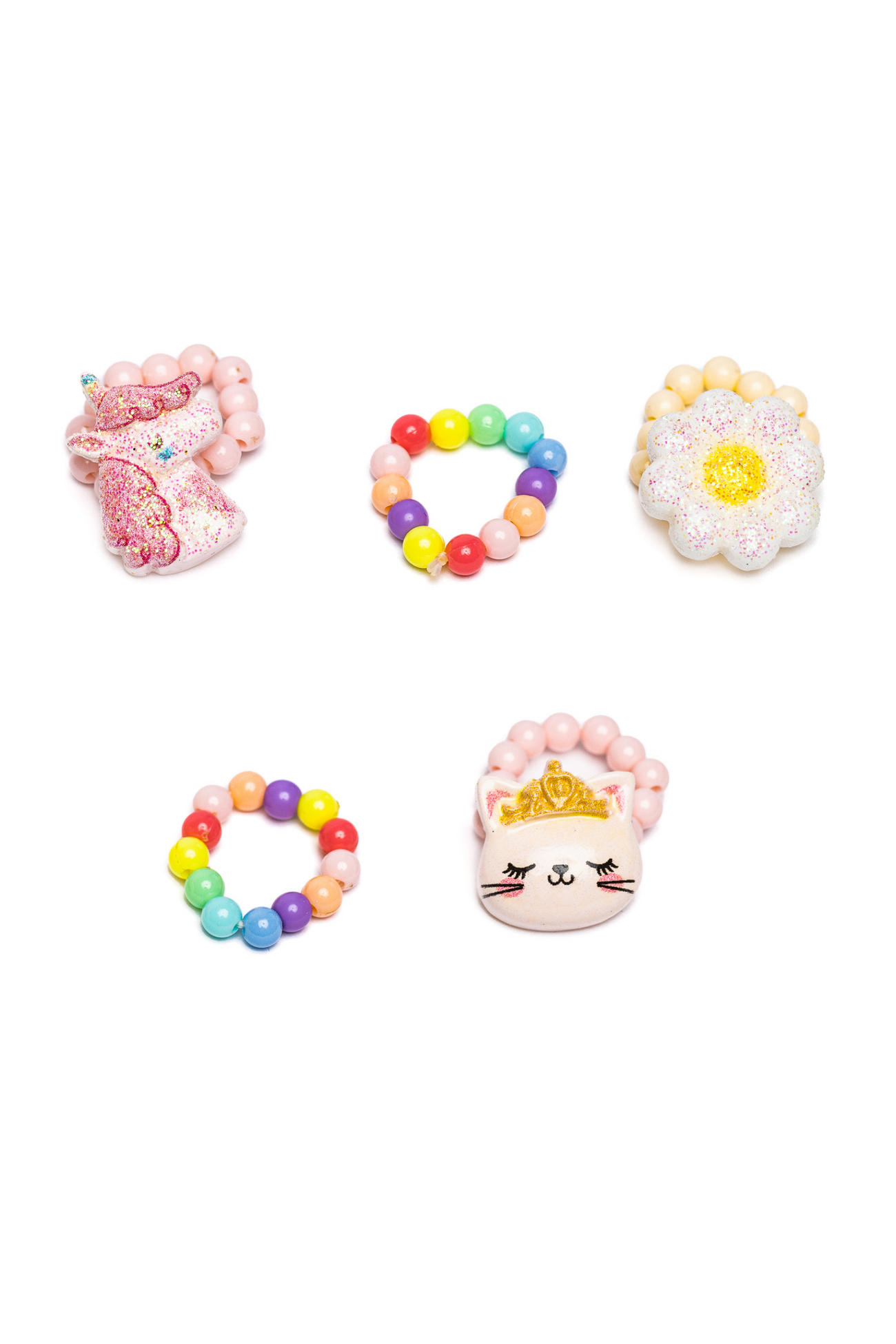 Flower, Kitty, and Unicorn Ring Set