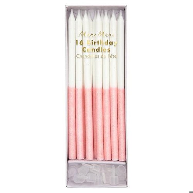 Pale Pink Glitter Dipped Candles