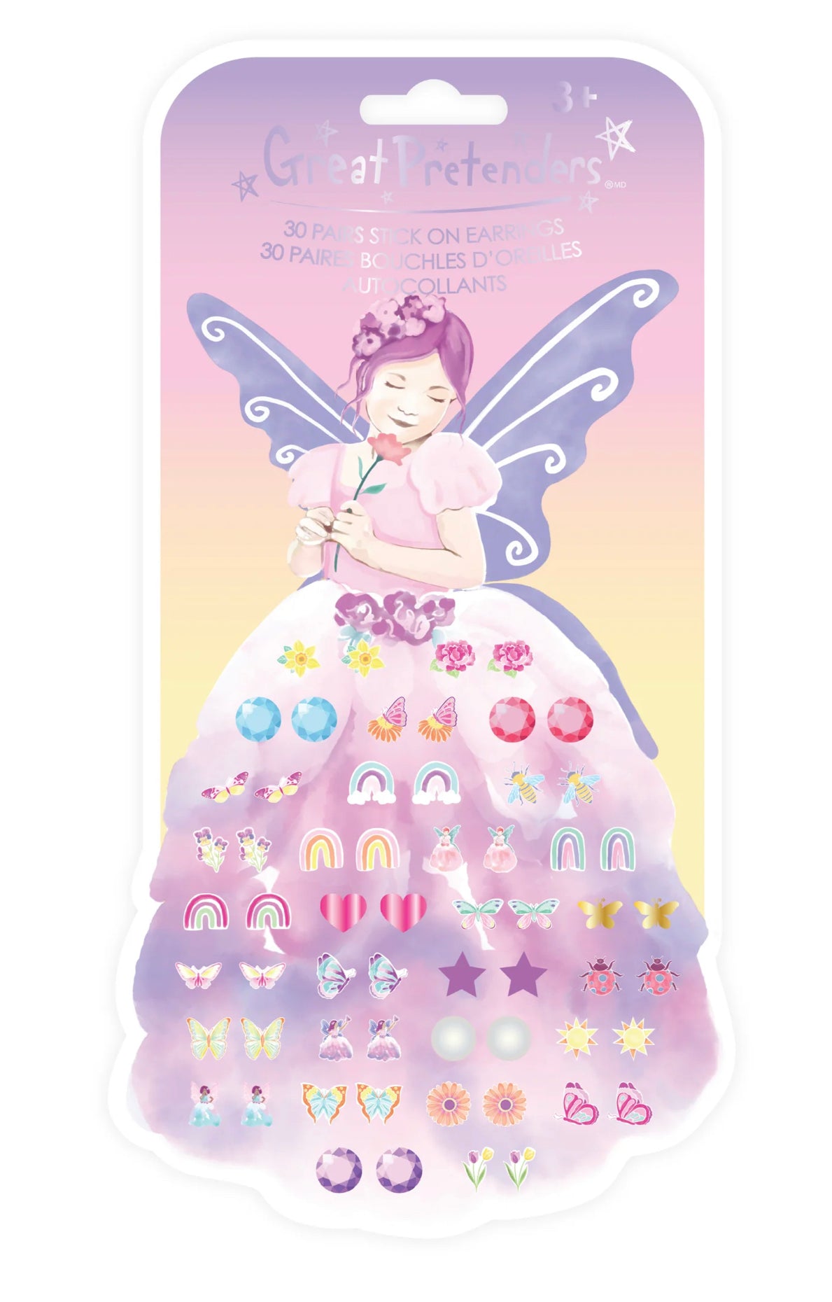 Fairy Stick on Earrings - Purple Wings